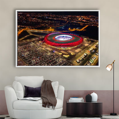 Metropolitano Stadium Aerial View, Stadium Canvas, Sport Art, Framed Canvas Print Wall Art, Floating Frame
