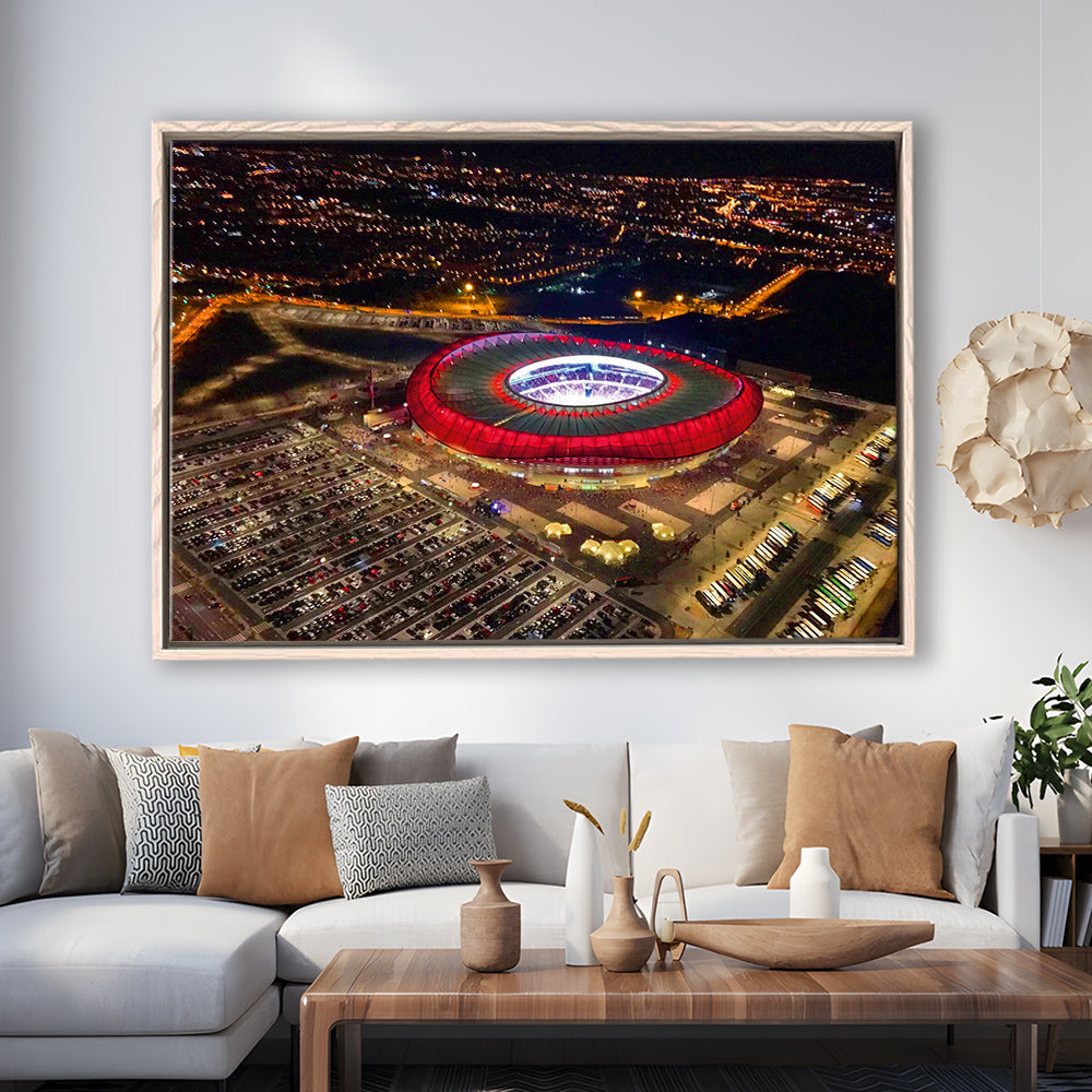 Metropolitano Stadium Aerial View, Stadium Canvas, Sport Art, Framed Canvas Print Wall Art, Floating Frame