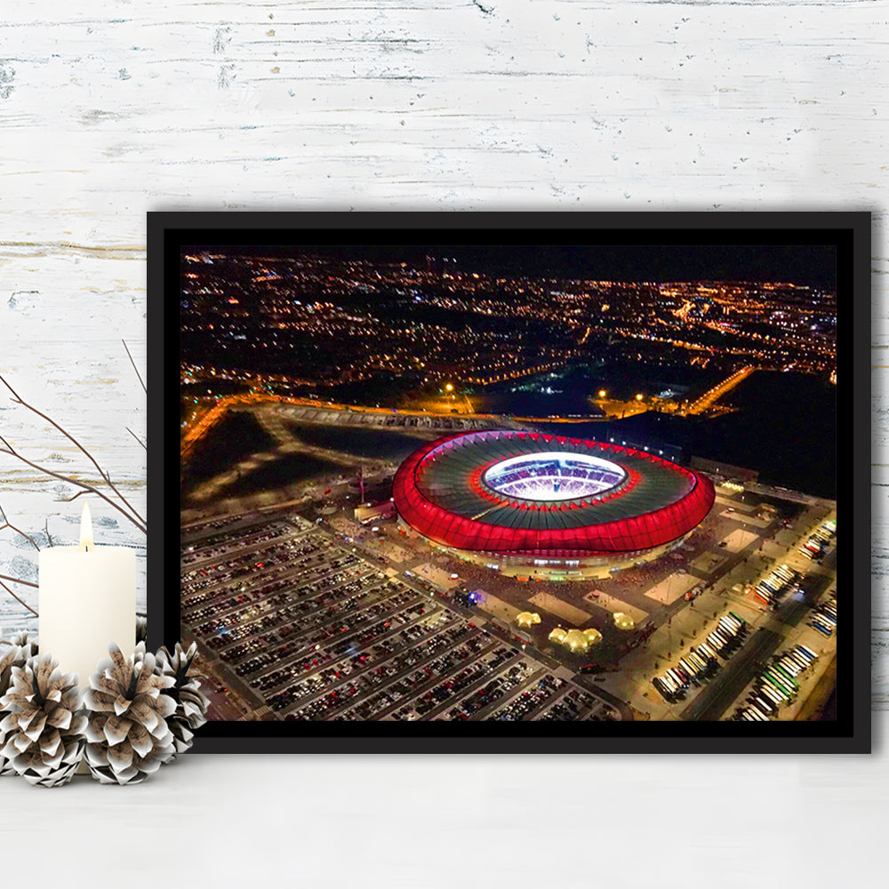 Metropolitano Stadium Aerial View, Stadium Canvas, Sport Art, Framed Canvas Print Wall Art, Floating Frame