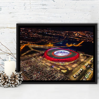 Metropolitano Stadium Aerial View, Stadium Canvas, Sport Art, Framed Canvas Print Wall Art, Floating Frame