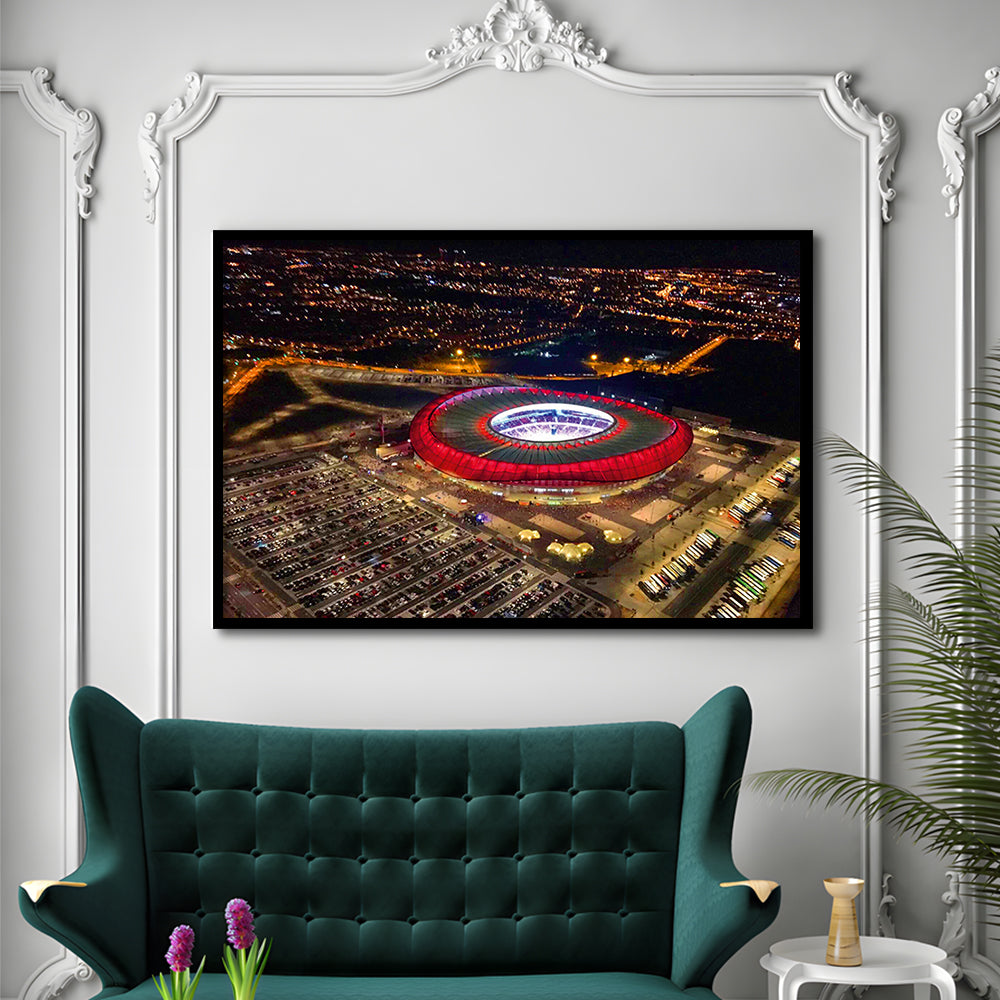 Metropolitano Stadium Aerial View, Stadium Canvas, Sport Art, Gift for him, Framed Art Print Wall Decor, Picture Framed