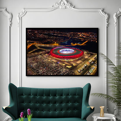 Metropolitano Stadium Aerial View, Stadium Canvas, Sport Art, Gift for him, Framed Art Print Wall Decor, Picture Framed