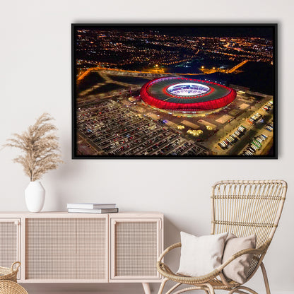 Metropolitano Stadium Aerial View, Stadium Canvas, Sport Art, Framed Canvas Print Wall Art, Floating Frame