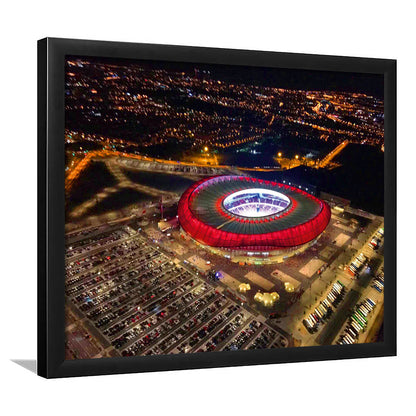Metropolitano Stadium Aerial View, Stadium Canvas, Sport Art, Gift for him, Framed Art Print Wall Decor, Picture Framed