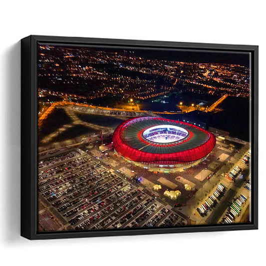 Metropolitano Stadium Aerial View, Stadium Canvas, Sport Art, Framed Canvas Print Wall Art, Floating Frame