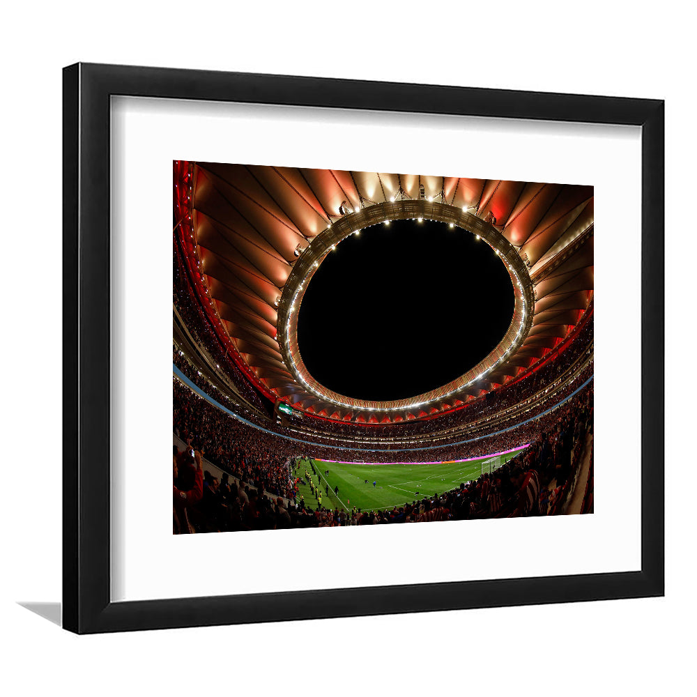 Metropolitano Stadium, Stadium Canvas, Sport Art, Gift for him, White Border Framed Art Print Wall Decor