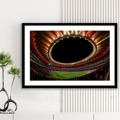 Metropolitano Stadium, Stadium Canvas, Sport Art, Gift for him, White Border Framed Art Print Wall Decor