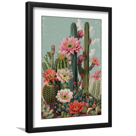 Mexican Desert Art Print, Cactus  Print, Wall Decor,Trendy Western Desert Print, Framed Art Print, White Border