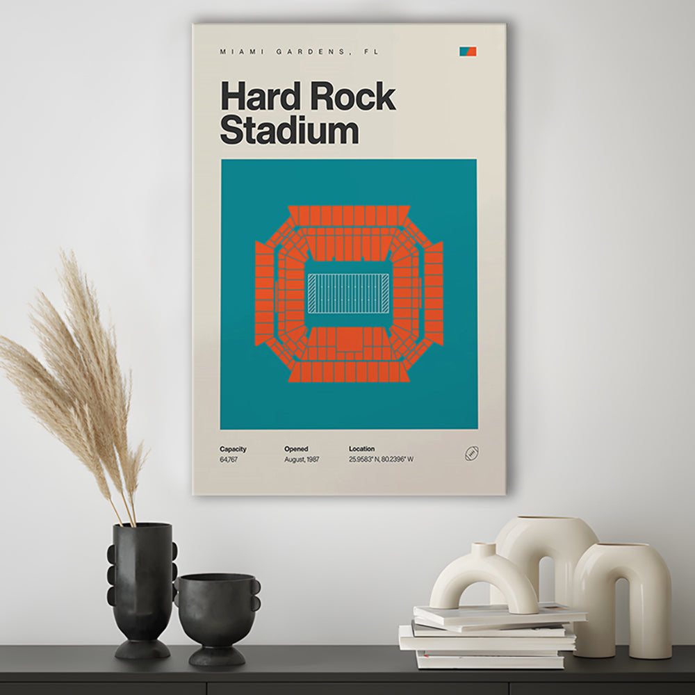 Miami Dolphins Stadium Print, Hard Rock Stadium Print, Fan Gifts, Sport Art, Canvas Print Wall Art