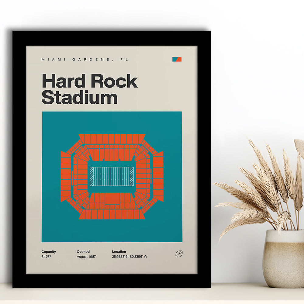 Miami Dolphins Stadium Print, Hard Rock Stadium Print, Gifts for him, Sport Art, Framed Art Print Wall Decor