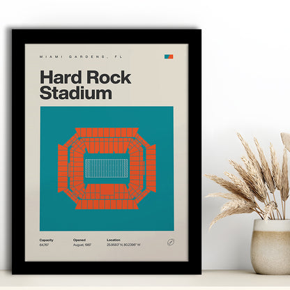 Miami Dolphins Stadium Print, Hard Rock Stadium Print, Gifts for him, Sport Art, Framed Art Print Wall Decor