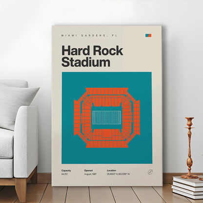 Miami Dolphins Stadium Print, Hard Rock Stadium Print, Fan Gifts, Sport Art, Canvas Print Wall Art