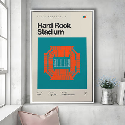 Miami Dolphins Stadium Print, Hard Rock Stadium Print, Man Cave Gift, Floating Framed Canvas Print Wall Art