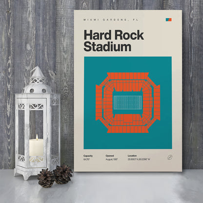 Miami Dolphins Stadium Print, Hard Rock Stadium Print, Fan Gifts, Sport Art, Canvas Print Wall Art