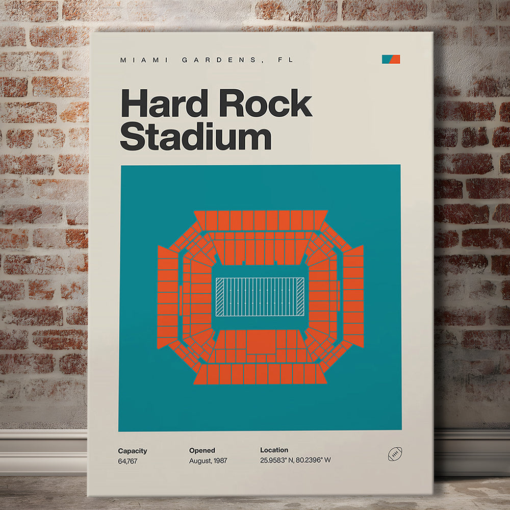 Miami Dolphins Stadium Print, Hard Rock Stadium Print, Fan Gifts, Sport Art, Canvas Print Wall Art
