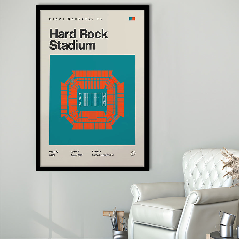 Miami Dolphins Stadium Print, Hard Rock Stadium Print, Gifts for him, Sport Art, Framed Art Print Wall Decor
