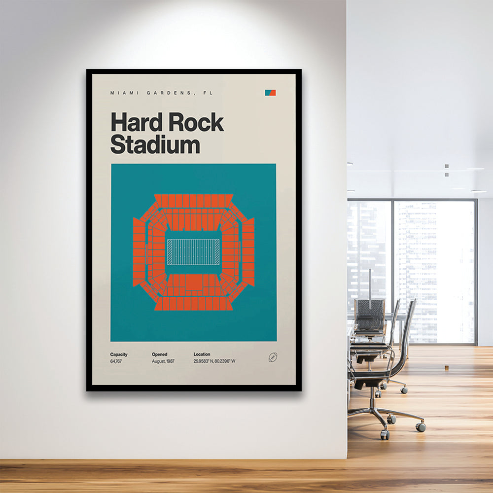 Miami Dolphins Stadium Print, Hard Rock Stadium Print, Gifts for him, Sport Art, Framed Art Print Wall Decor