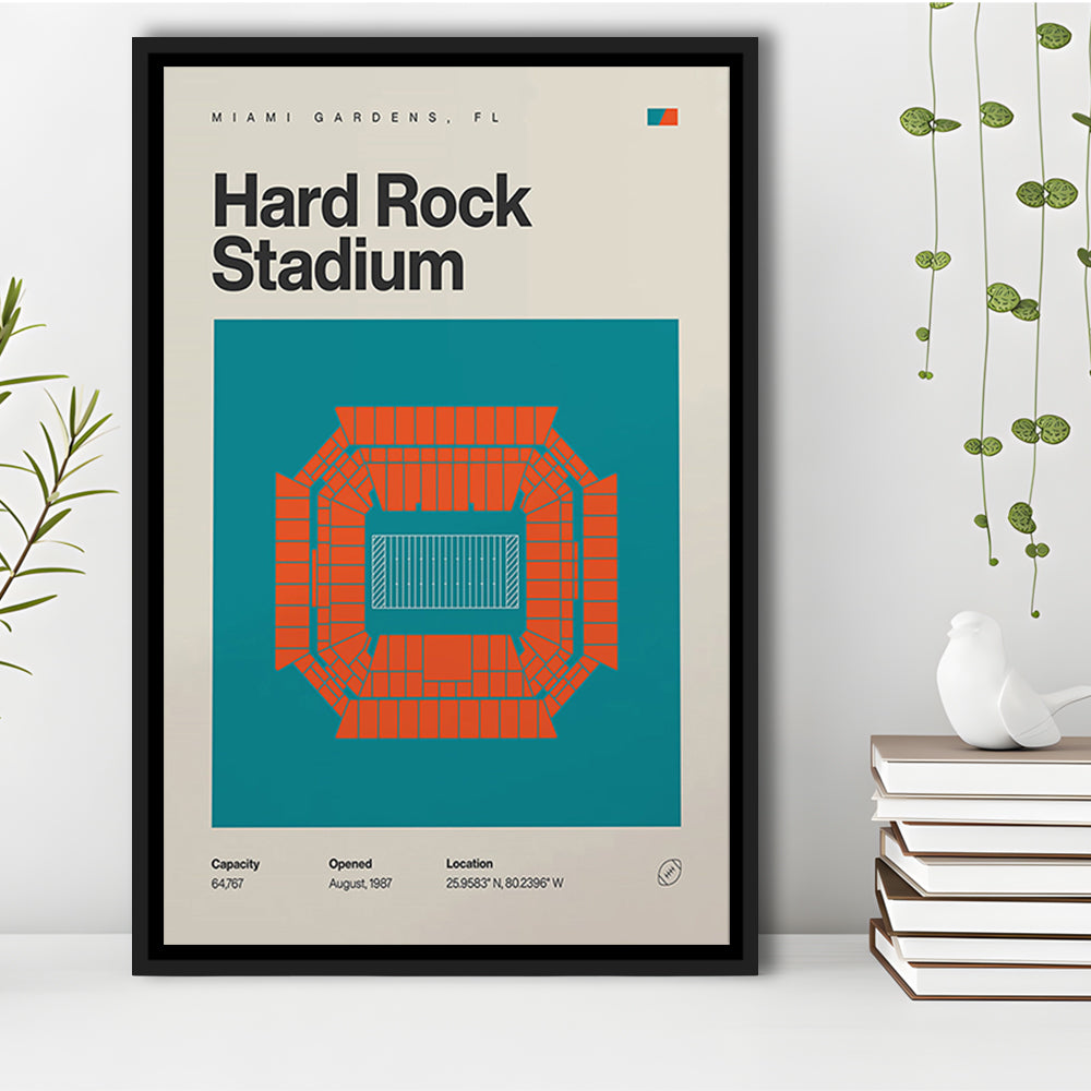 Miami Dolphins Stadium Print, Hard Rock Stadium Print, Man Cave Gift, Floating Framed Canvas Print Wall Art