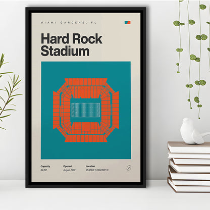 Miami Dolphins Stadium Print, Hard Rock Stadium Print, Man Cave Gift, Floating Framed Canvas Print Wall Art