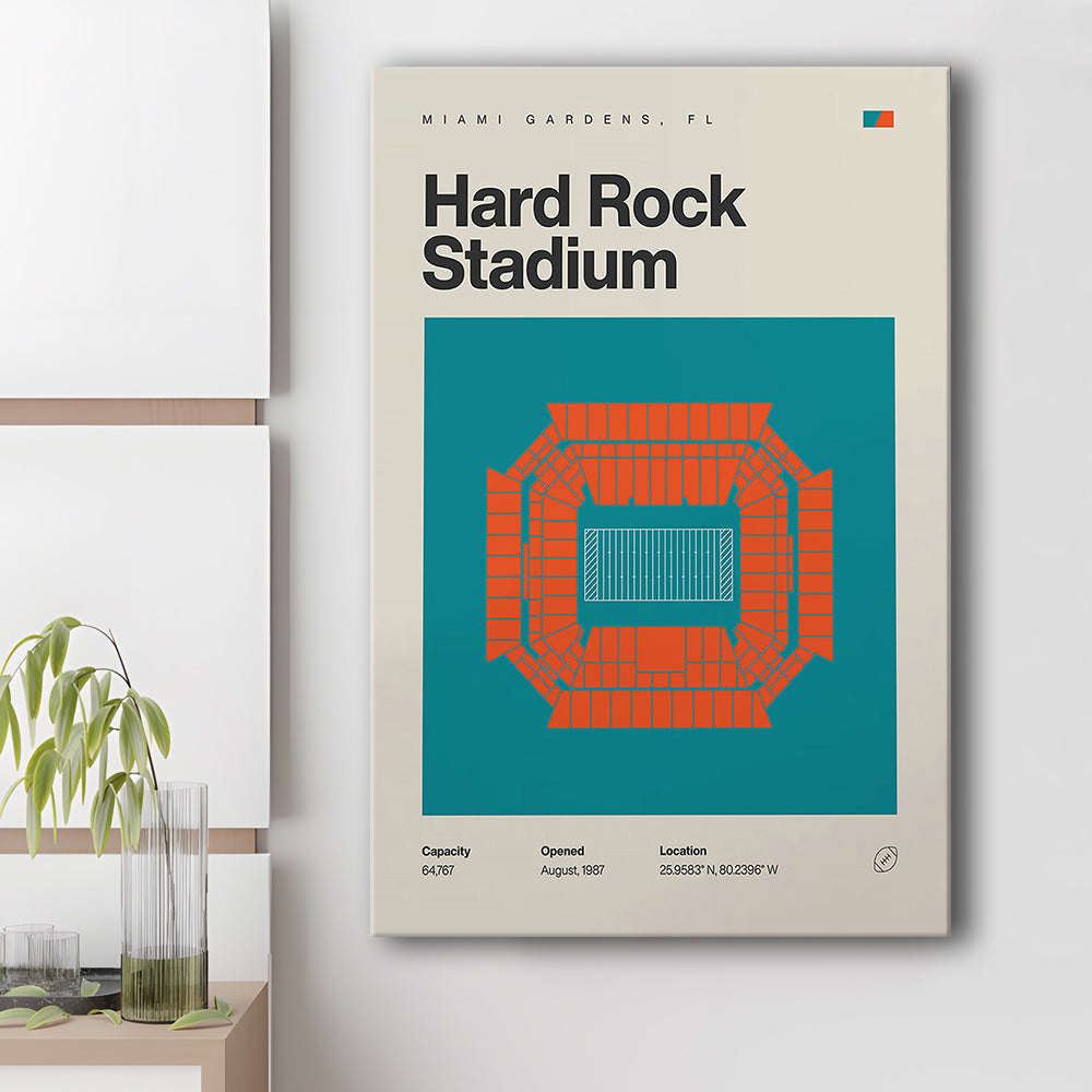 Miami Dolphins Stadium Print, Hard Rock Stadium Print, Fan Gifts, Sport Art, Canvas Print Wall Art
