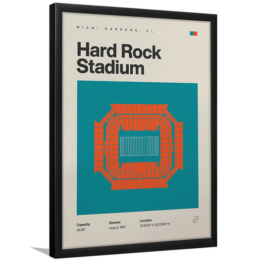Miami Dolphins Stadium Print, Hard Rock Stadium Print, Gifts for him, Sport Art, Framed Art Print Wall Decor