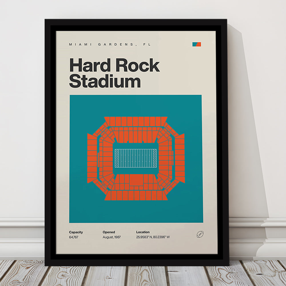 Miami Dolphins Stadium Print, Hard Rock Stadium Print, Man Cave Gift, Floating Framed Canvas Print Wall Art