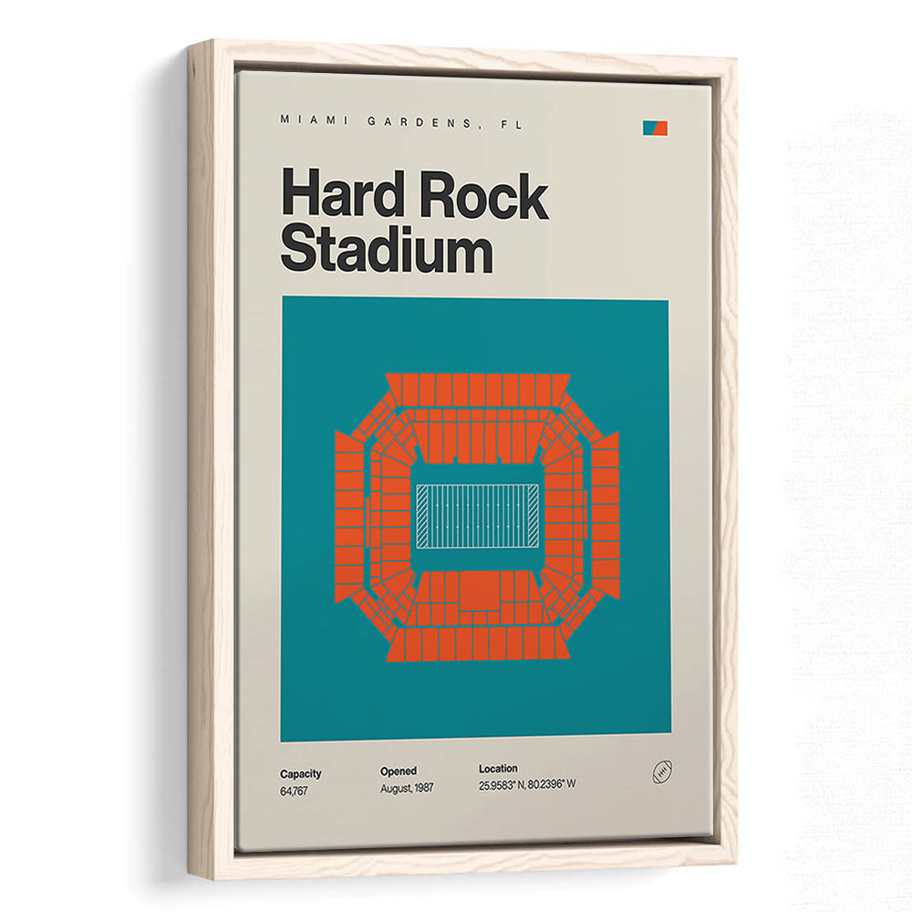 Miami Dolphins Stadium Print, Hard Rock Stadium Print, Man Cave Gift, Floating Framed Canvas Print Wall Art