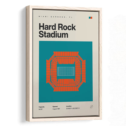 Miami Dolphins Stadium Print, Hard Rock Stadium Print, Man Cave Gift, Floating Framed Canvas Print Wall Art