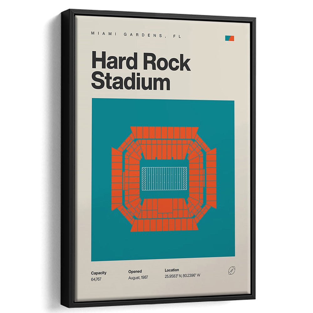 Miami Dolphins Stadium Print, Hard Rock Stadium Print, Man Cave Gift, Floating Framed Canvas Print Wall Art