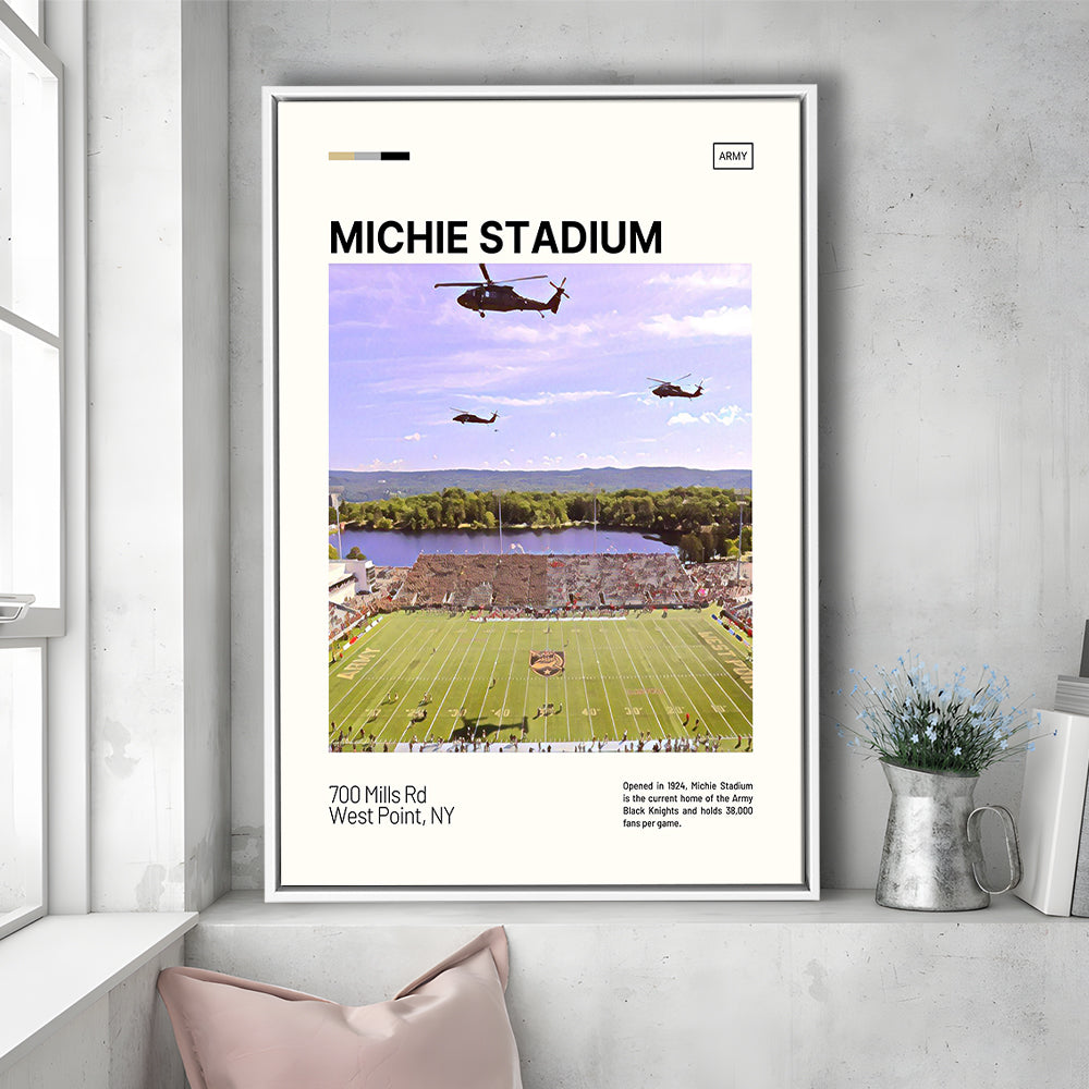 Michie Stadium Print, Army Black Knights Stadium Canvas Art, Man Cave Gift, Floating Framed Canvas Print Wall Art