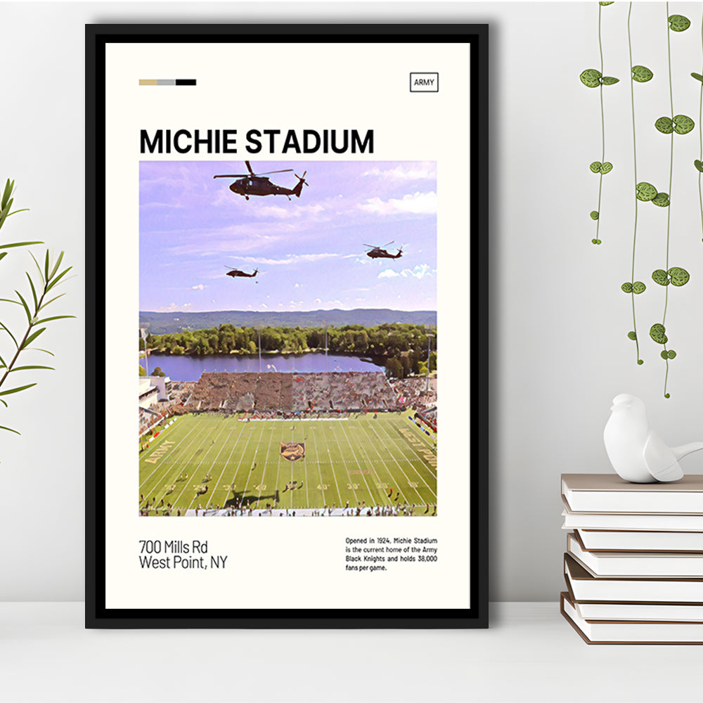 Michie Stadium Print, Army Black Knights Stadium Canvas Art, Man Cave Gift, Floating Framed Canvas Print Wall Art