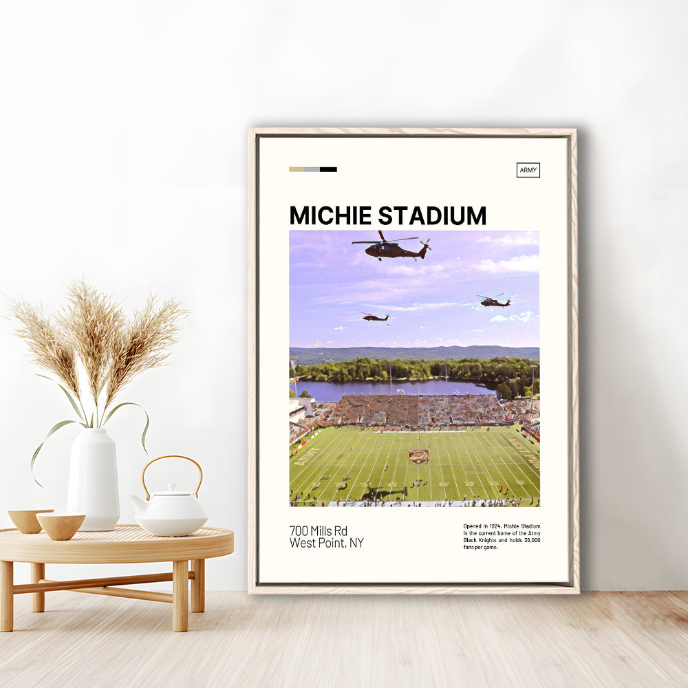 Michie Stadium Print, Army Black Knights Stadium Canvas Art, Man Cave Gift, Floating Framed Canvas Print Wall Art