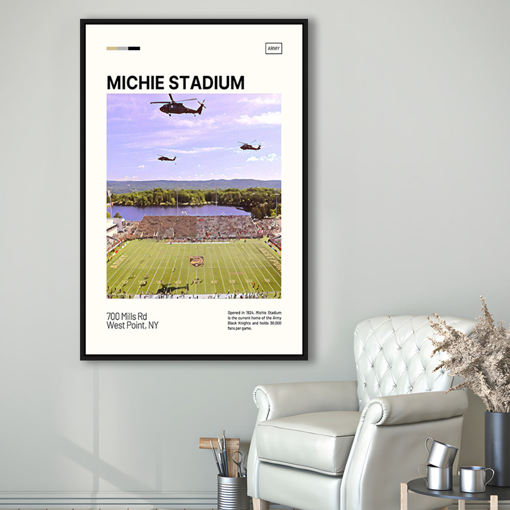 Michie Stadium Print, Army Black Knights Stadium Canvas Art, Man Cave Gift, Floating Framed Canvas Print Wall Art