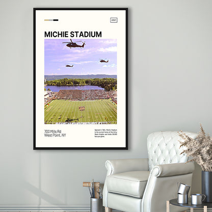 Michie Stadium Print, Army Black Knights Stadium Canvas Art, Man Cave Gift, Floating Framed Canvas Print Wall Art