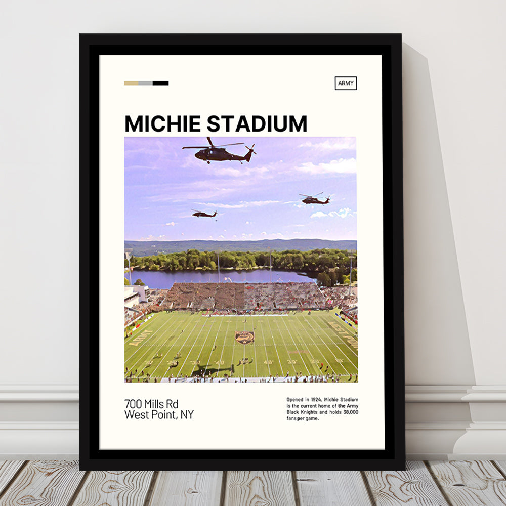 Michie Stadium Print, Army Black Knights Stadium Canvas Art, Man Cave Gift, Floating Framed Canvas Print Wall Art