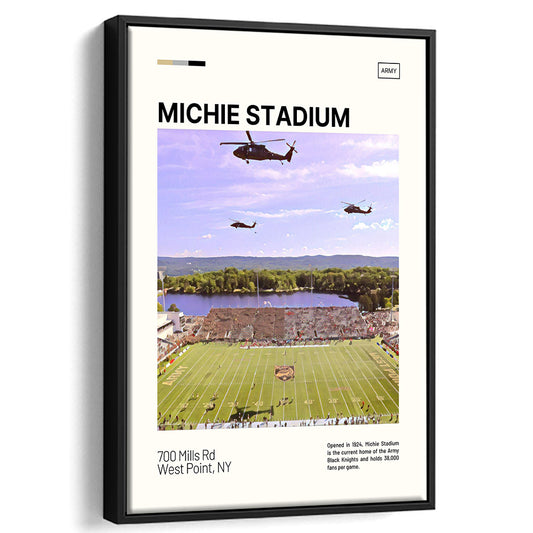 Michie Stadium Print, Army Black Knights Stadium Canvas Art, Man Cave Gift, Floating Framed Canvas Print Wall Art