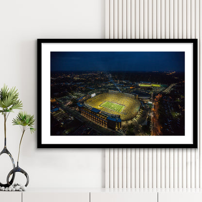 Michigan Stadium, Stadium Canvas, Sport Art, Fan Gifts, White Border Framed Art Print Wall Decor