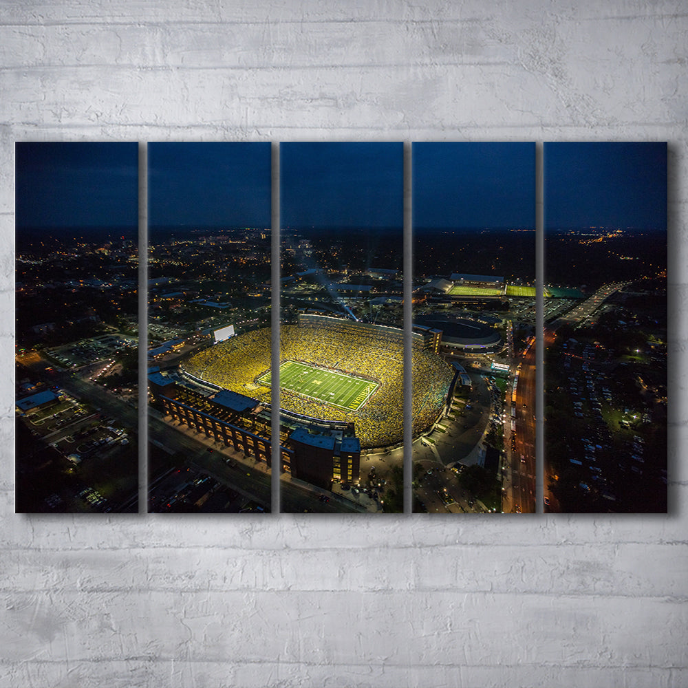 Michigan Stadium, Stadium Canvas, Sport Art, Fan Gifts, 5 Panel B, Extra Large Canvas, Canvas Print Wall Art