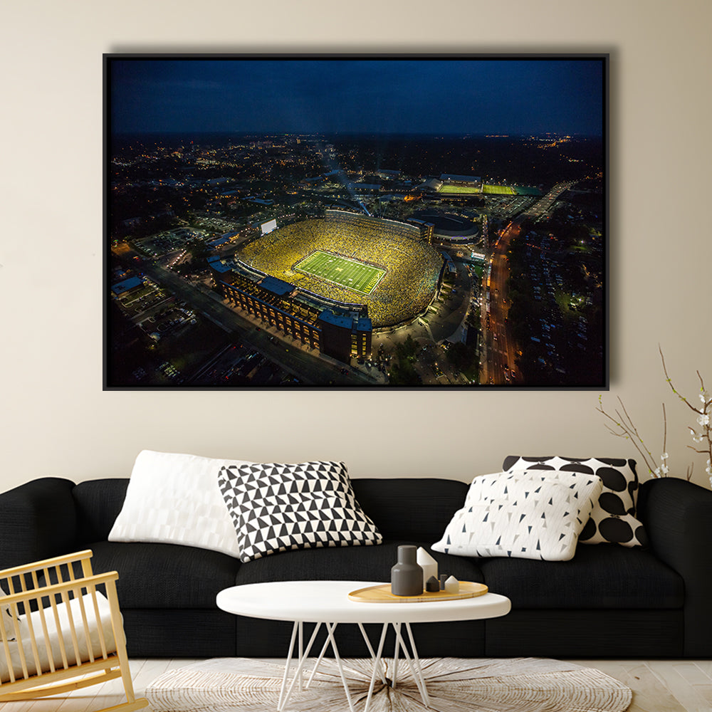 Michigan Stadium, Stadium Canvas, Sport Art, Fan Gifts, Framed Canvas Print Wall Art, Floating Frame
