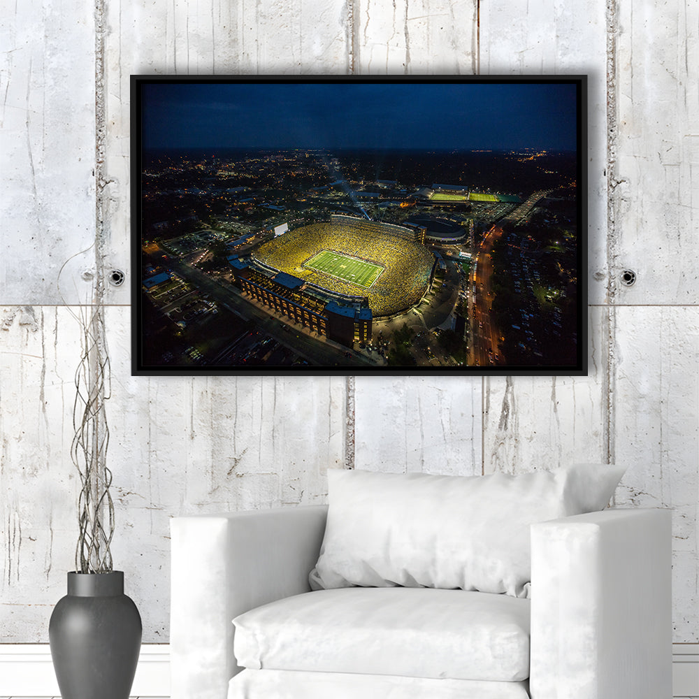 Michigan Stadium, Stadium Canvas, Sport Art, Fan Gifts, Framed Canvas Print Wall Art, Floating Frame