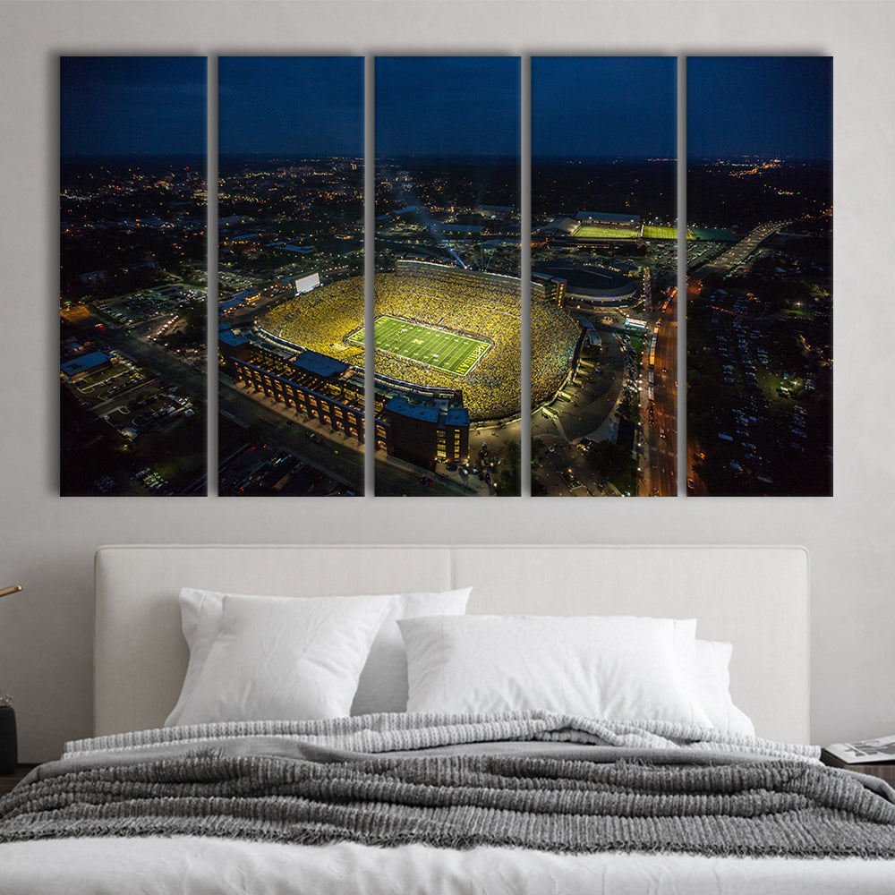 Michigan Stadium, Stadium Canvas, Sport Art, Fan Gifts, 5 Panel B, Extra Large Canvas, Canvas Print Wall Art