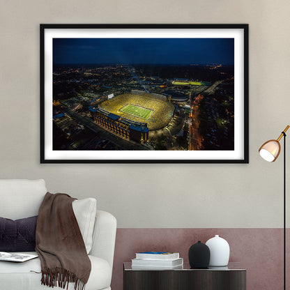 Michigan Stadium, Stadium Canvas, Sport Art, Fan Gifts, White Border Framed Art Print Wall Decor