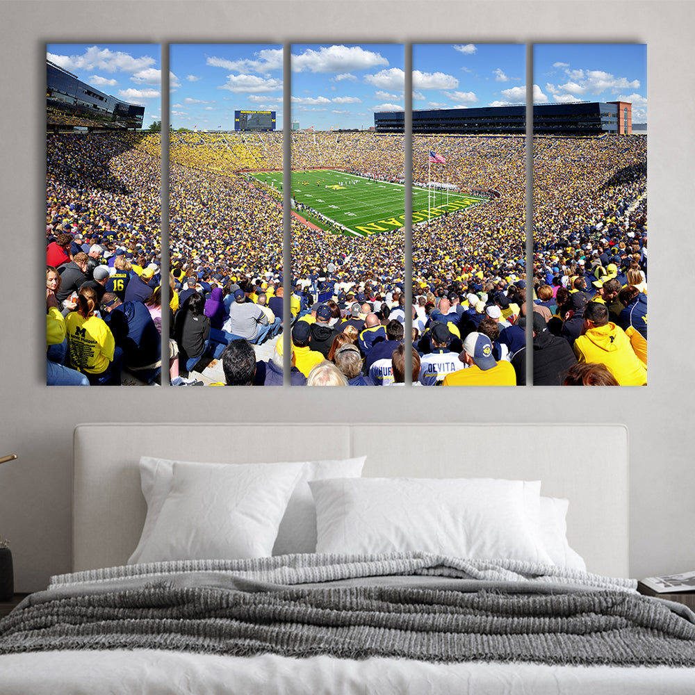 Michigan Stadium, Stadium Canvas, Sport Art, 5 Panel B, Extra Large Canvas, Canvas Print Wall Art