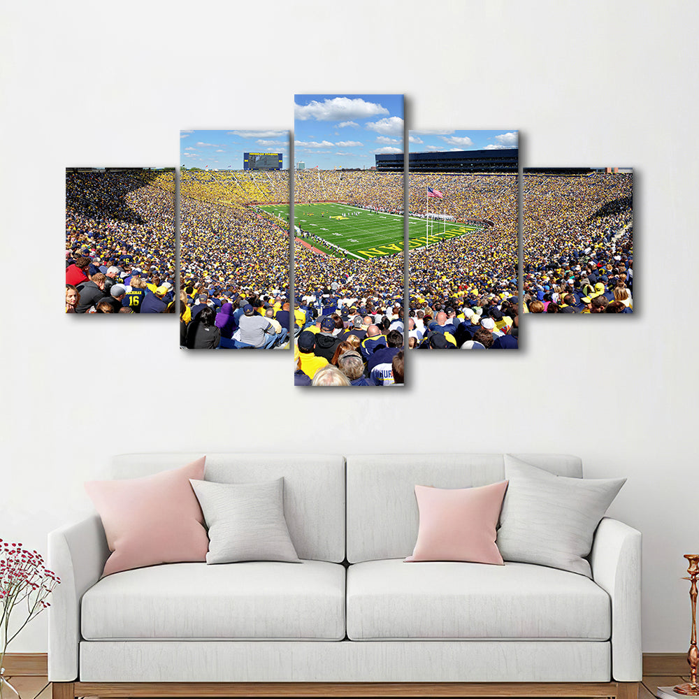 Michigan Stadium, Stadium Canvas, Sport Art, Gift for him, 5 Panel, Large Canvas, Canvas Print Wall Art
