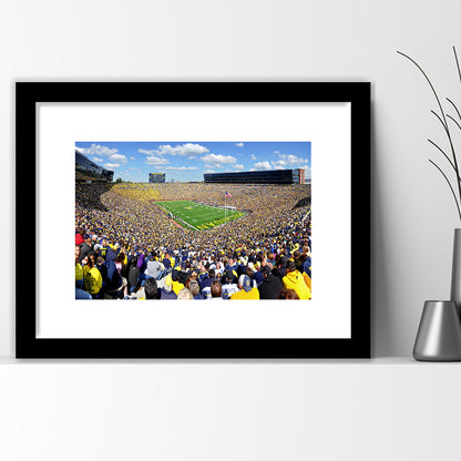 Michigan Stadium, Stadium Canvas, Sport Art, Gift for him, White Border Framed Art Print Wall Decor