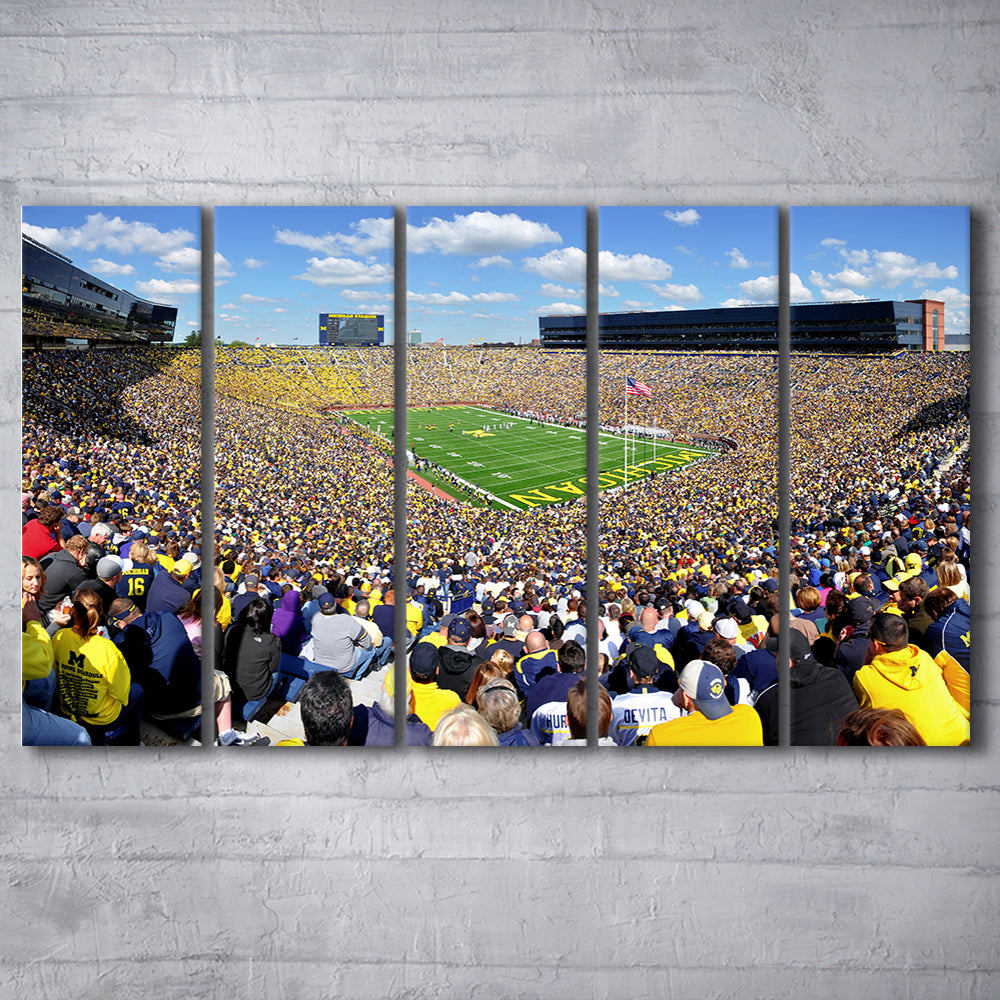 Michigan Stadium, Stadium Canvas, Sport Art, 5 Panel B, Extra Large Canvas, Canvas Print Wall Art