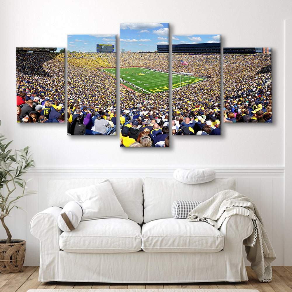 Michigan Stadium, Stadium Canvas, Sport Art, Gift for him, 5 Panel, Large Canvas, Canvas Print Wall Art