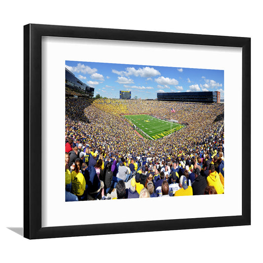 Michigan Stadium, Stadium Canvas, Sport Art, Gift for him, White Border Framed Art Print Wall Decor