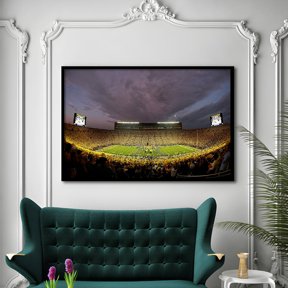Michigan Wolverine Football, Stadium Canvas, Sport Art, Gift for him, Framed Art Print Wall Decor, Picture Framed