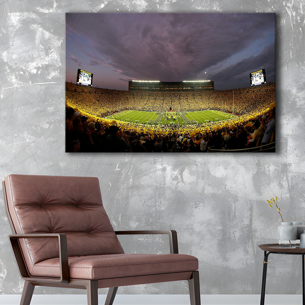 Michigan Wolverine Football, Stadium Canvas, Sport Art, Gift for him, Man Cave Decor, Art Print, Canvas Print Wall Art